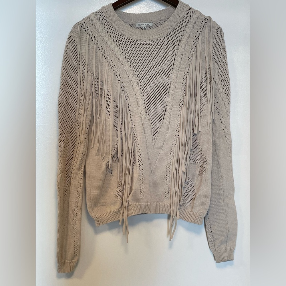 Grey Ronny Cobo sweater with tassles